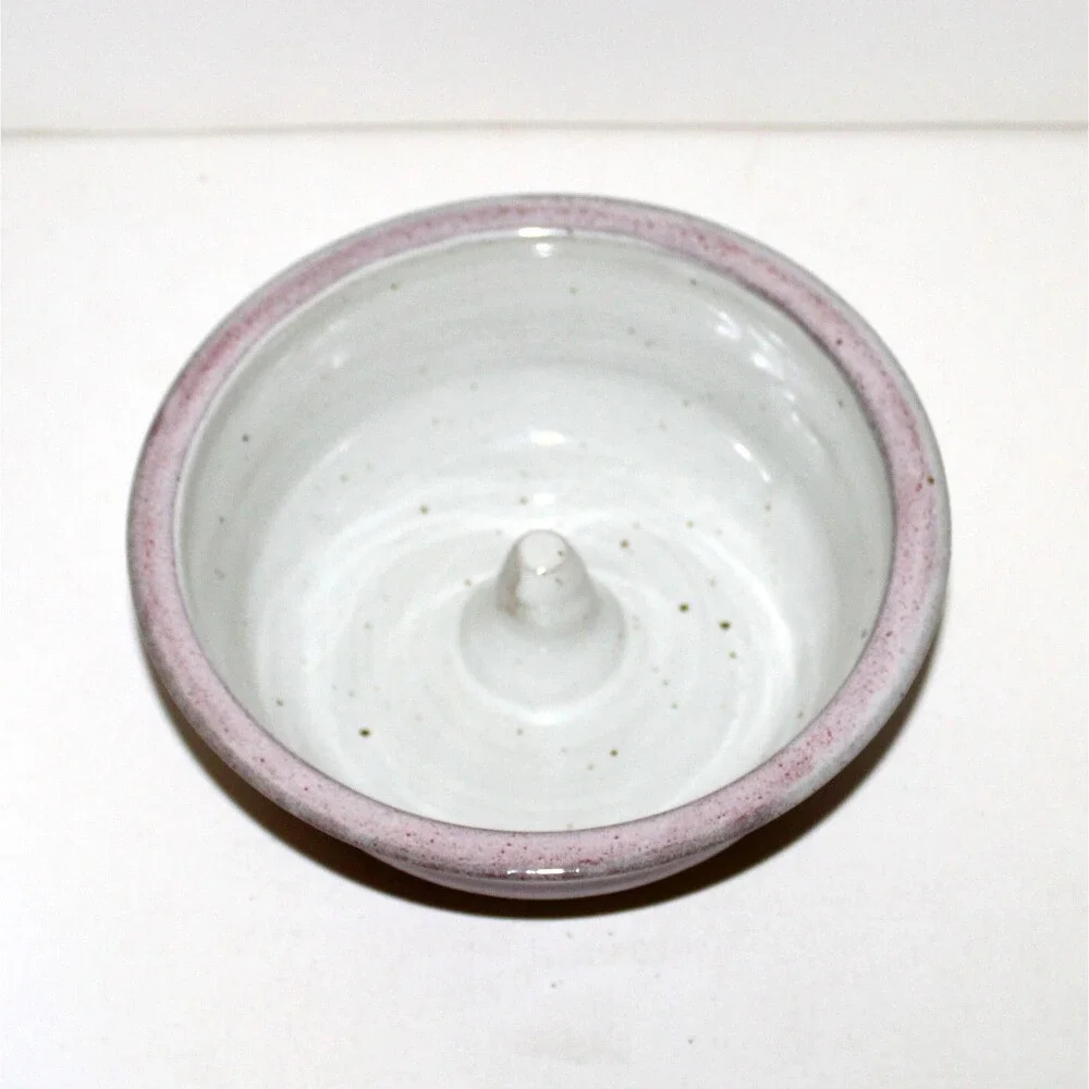 Alewine Pottery TN US Apple Baker red pink ivory 2011 stoneware ceramic handmade